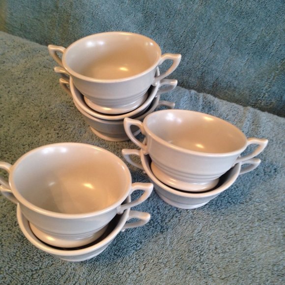 VTG Franciscan Pottery Cream Soup Bowl Montecito Handled Satin Gray - USA - 7 - Picture 2 of 5